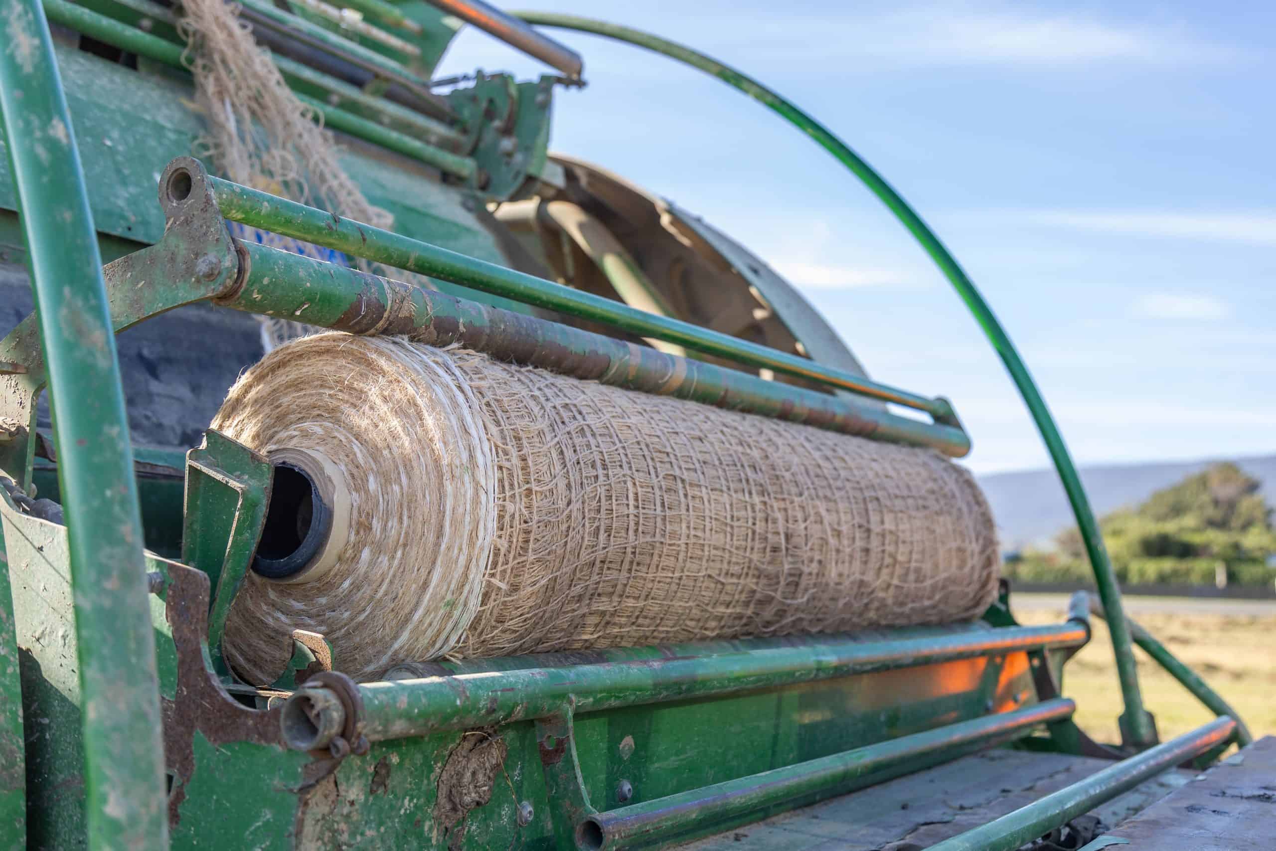 Roll of Kiwi EcoNet bale netting in baler 