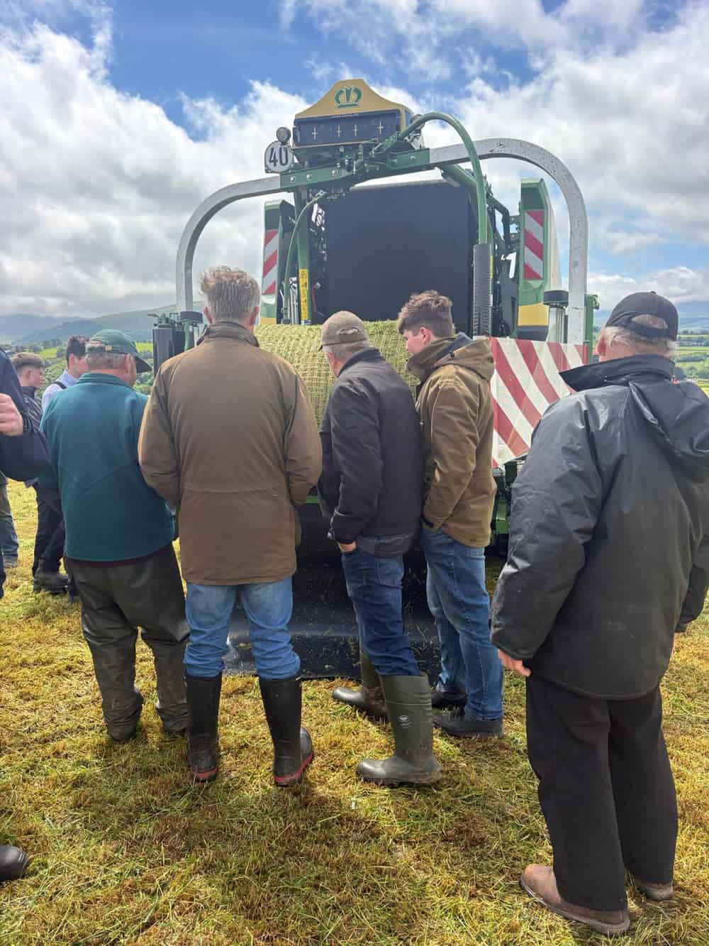 UK farmers checking out Kiwi EcoNet baling demonstration at the 2026 Cereals Arable Event